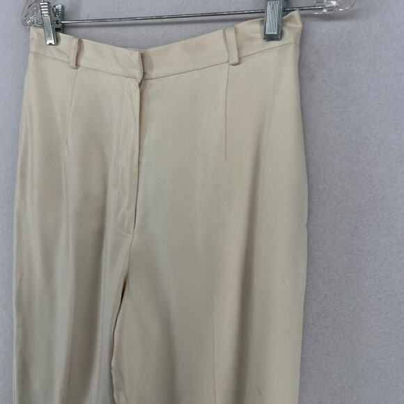 TALBOTS Pants 8P Petites Pure Silk Twill High Rise Dress Trousers Off White VTG - Picture 4 of 15